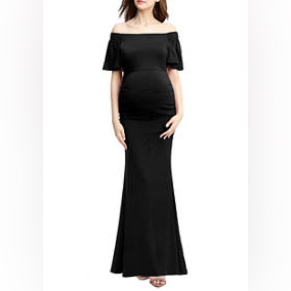 Kimi & Kai Maternity Abigail Off-Shoulder Maxi Dress